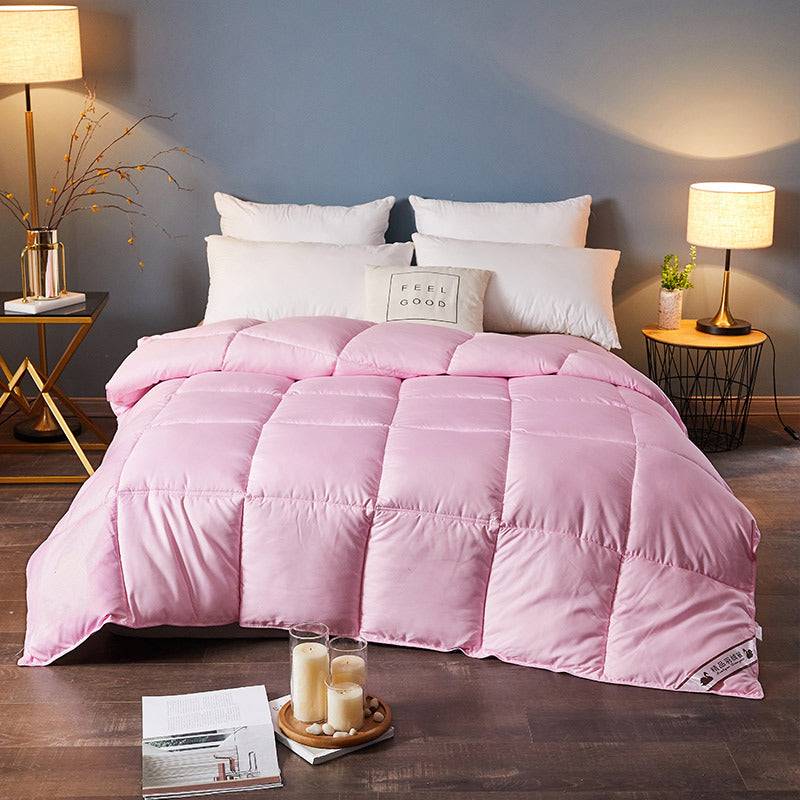 Goose Down Duvet Quilted Comfort Quilt King Queen Size Winter Thick Blanket Solid Color Comforter